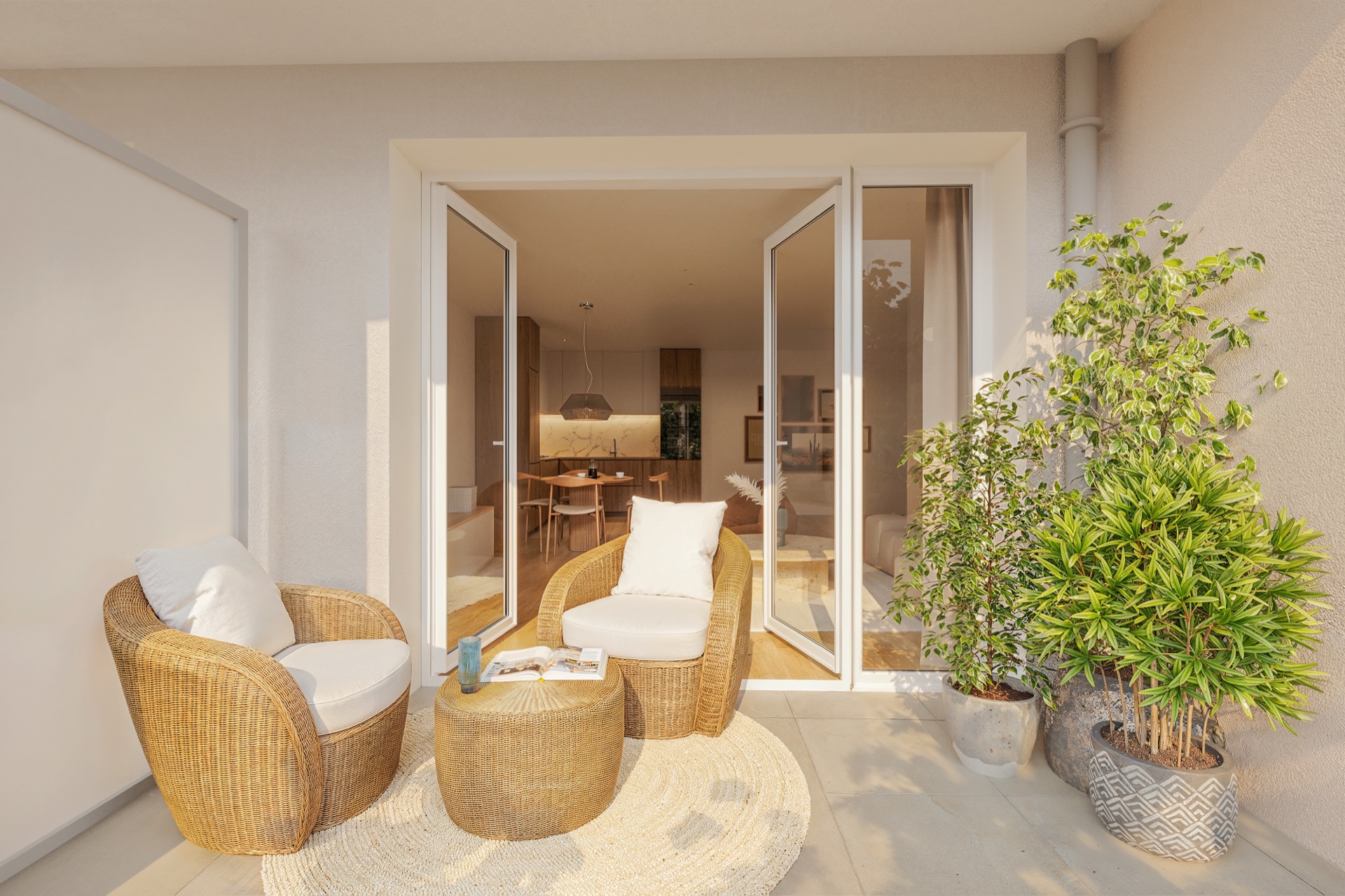 Terrasse privative avec vue dégagée